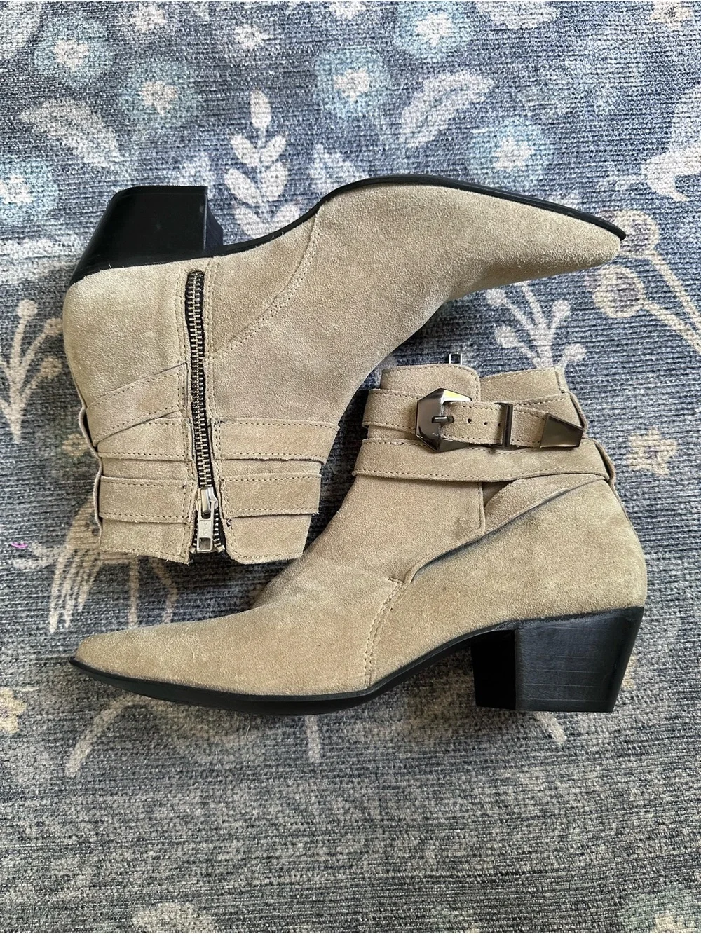 ASOS Men’s Stone Suede Chelsea Boots Stacked Heel Western Sz 7